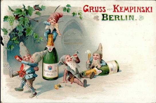 BERLIN - KEMPINSKI - ZWERGE Mit Flasche KUPFERBERG GOLD - Kl. Randfleck I-II - Reclame