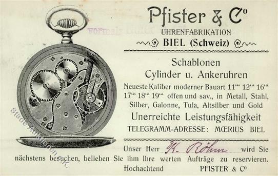 BIEL,Schweiz - UHRENFABRIK PFISTER&Co. I-II - Reclame