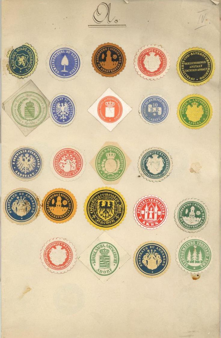 Siegelmarke Circa 450 Stück Um 1880-1900 Alphabetisch Eingeklebt In 2 Heftern II - Pubblicitari
