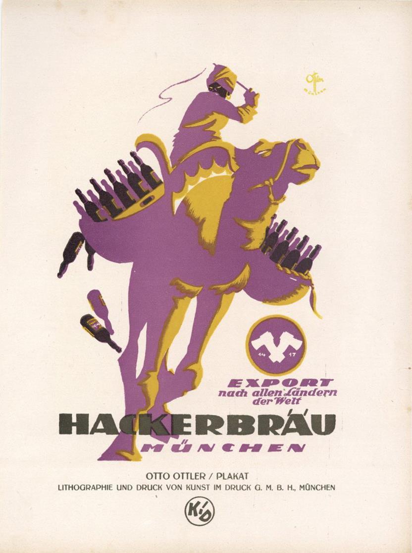 Bier Hackerbräu München Plakat 21 X 29 Cm Sign. Ottler, Otto I-II Bière - Bierbeek