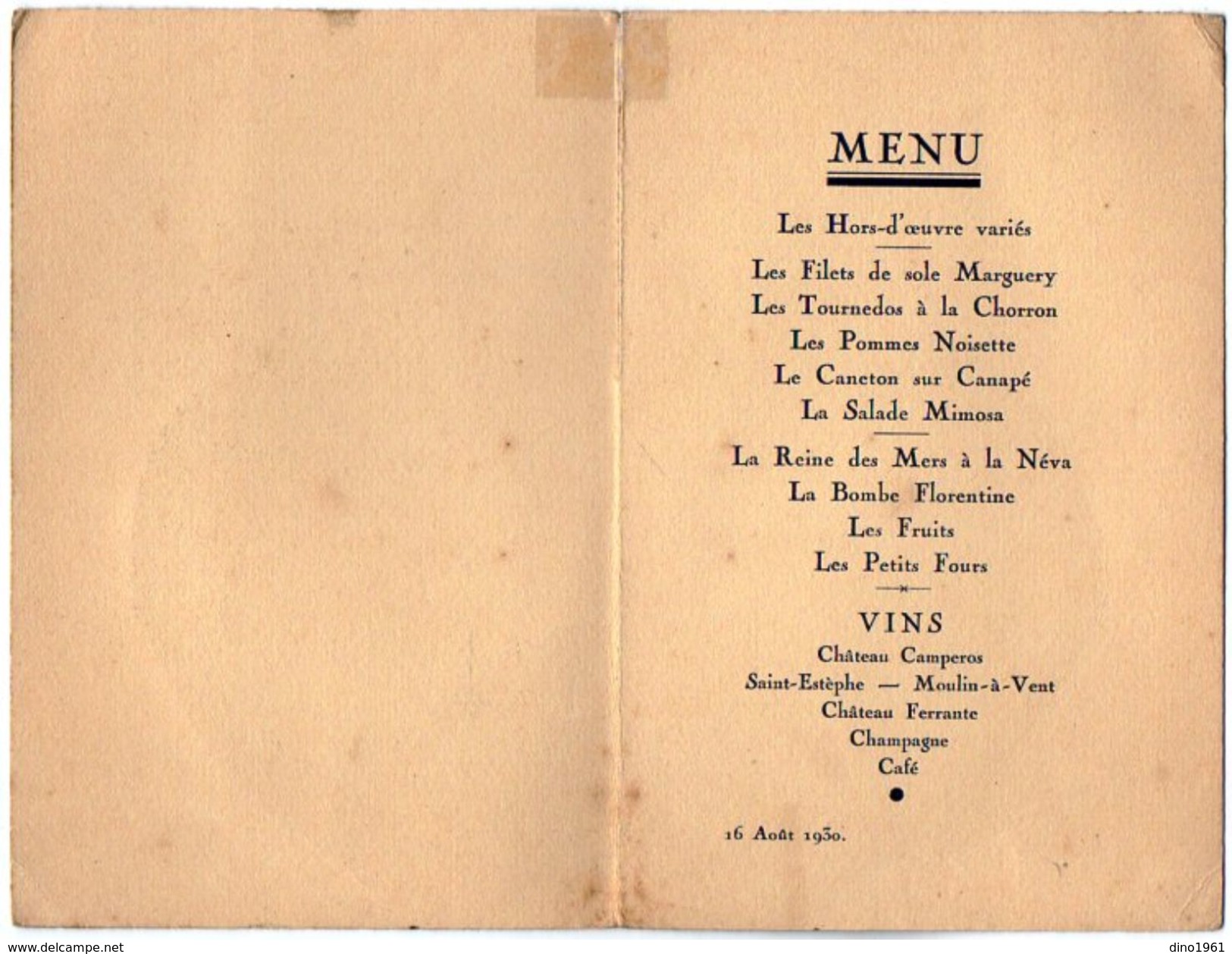 VP11.134 - Ancien Menu De 1930 - Famille ALLO - Menu