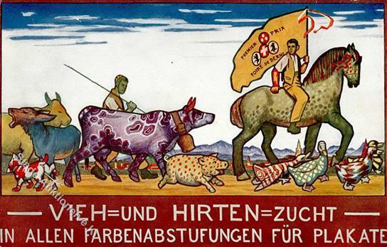 Landwirtschaft Schweiz Vieh Und Hirten Zucht Künstler-Karte I-II Paysans - Tentoonstellingen