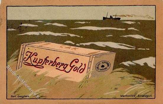 Sekt Kupferberg Gold Sign. Langhein, Carl Künstlerkarte 1906 I-II - Tentoonstellingen