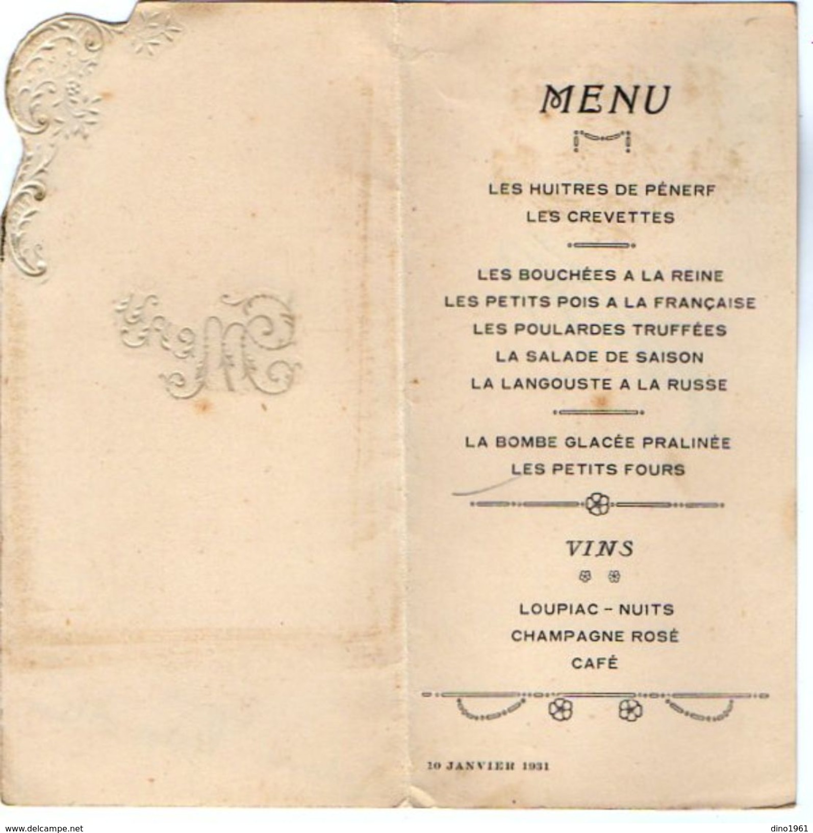 VP11.137 - Ancien Menu De 1931 - Famille ALLO - Menus