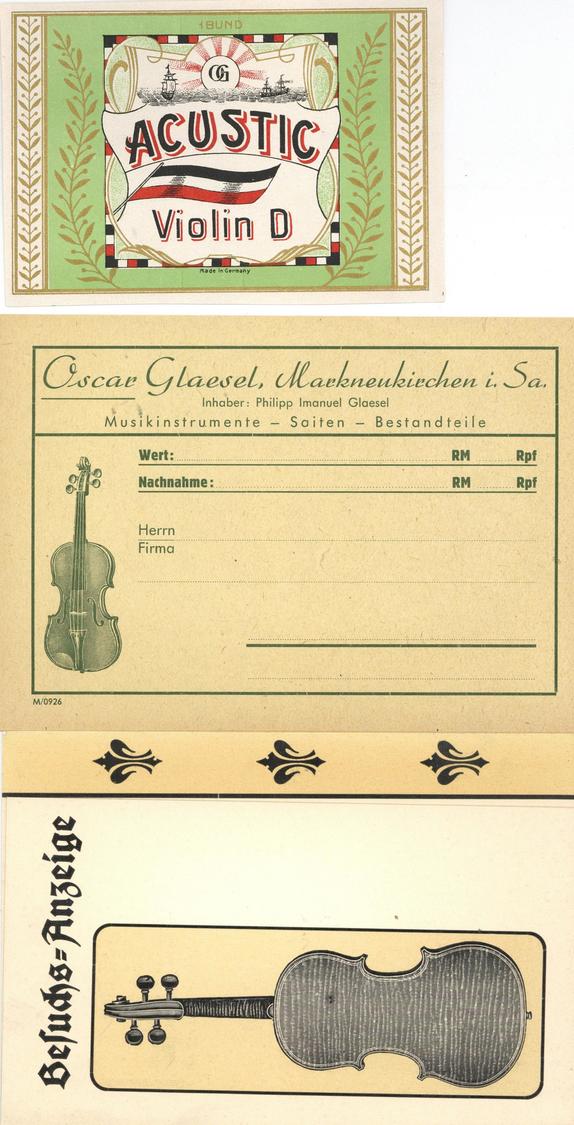 Musik Instrumente Markneukirchen (o-9659) Oscar Glaesel Lot Mit 7 Belegen I-II - Autres & Non Classés