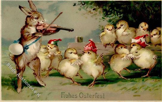 Ostern Hasen Küken Personifiziert Präge-Karte 1914 I-II Paques - Pasen