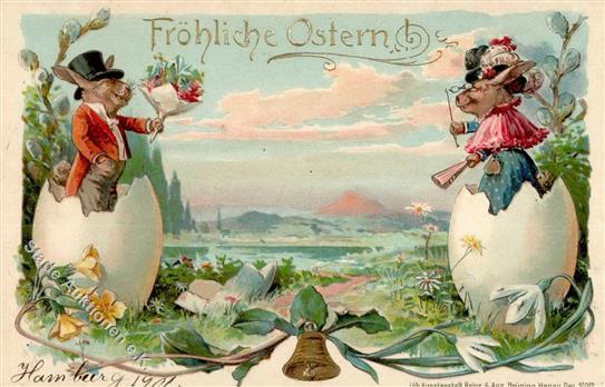 Ostern Hasen Personifiziert Präge-Karte 1901 I-II Paques - Pasen