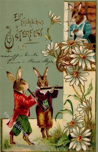 Ostern Hasen Personifiziert Präge-Karte 1904 I-II Paques - Pasen