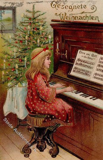 Weihnachten Kind Klavir Prägedruck 1906 I-II Noel - Altri & Non Classificati