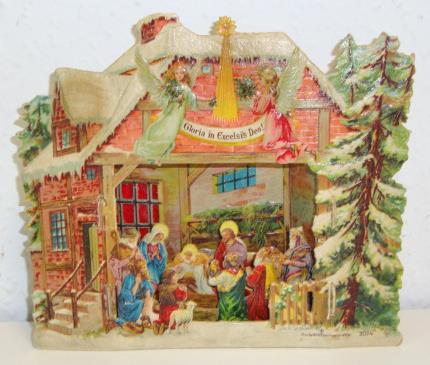 Weihnachten Krippe Zum Aufstellen (Karton) Ca. 18 X 16 Cm I-II Noel - Autres & Non Classés