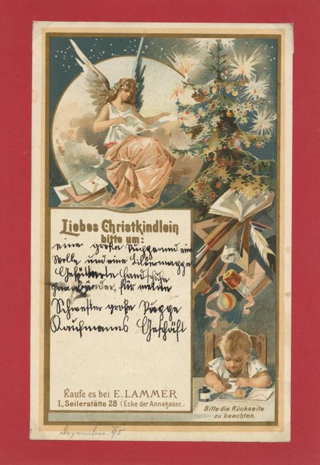 Weihnachten Weihnachtsbrief Ans Christkind Engel Kind 1895 Litho I-II Noel Ange - Andere & Zonder Classificatie
