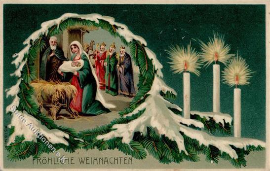 Krippe Weihnachten Prägedruck 1910 I- Noel - Andere & Zonder Classificatie