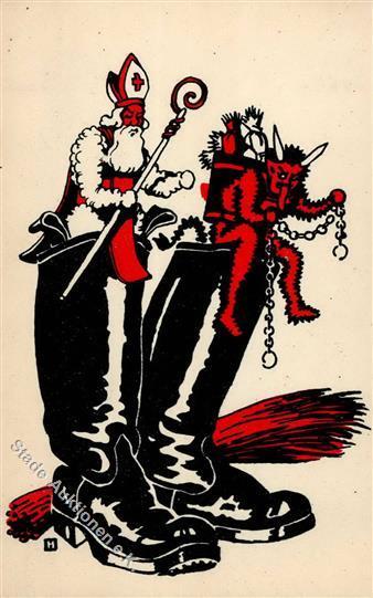 Krampus Nikolaus Künstler-Karte I-II Pere Noel - Saint-Nicolas