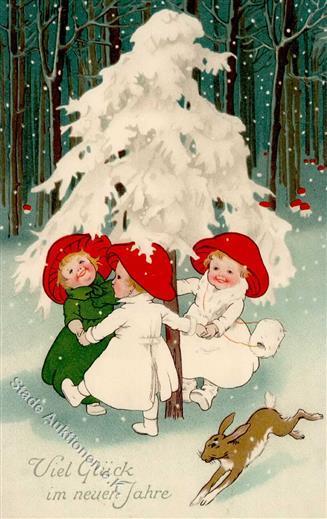 Neujahr Pilze Personifiziert Hase  Künstlerkarte 1909 I-II Bonne Annee - New Year