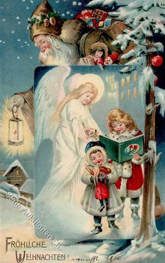 Engel Weihnachtsmann Kinder Spielzeug  Prägedruck I-II Pere Noel Jouet Ange - Engelen