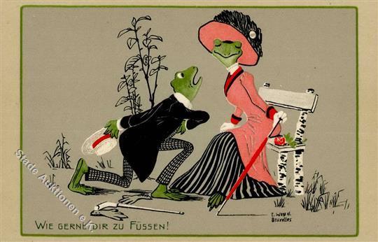 Frosch Personifiziert Sign. Wessel, E. Künstler-Karte I-II Grenouille - Andere & Zonder Classificatie