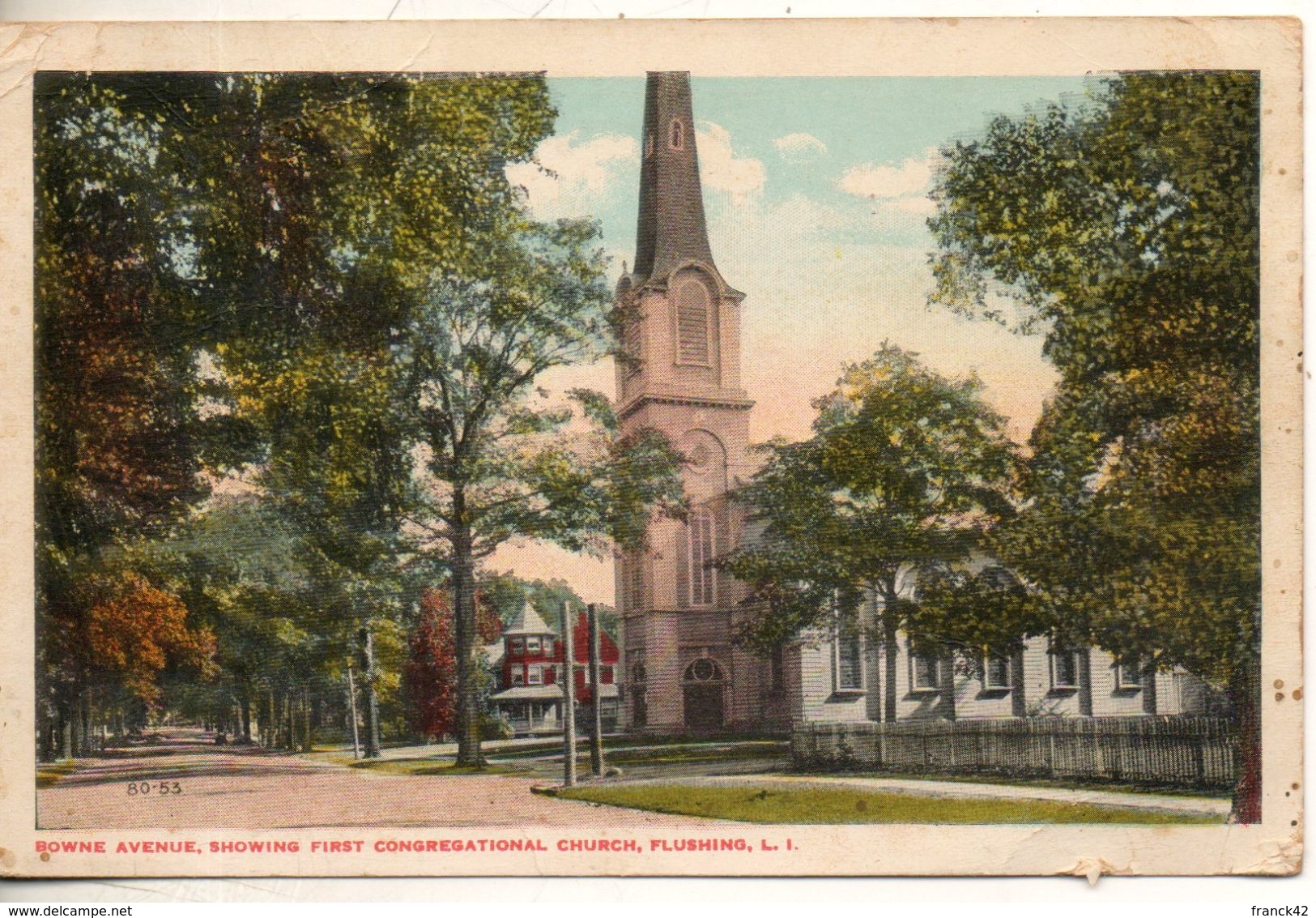 Etats Unis. Bowne Avenue, Showing First Congretional Church, Flushing - Long Island