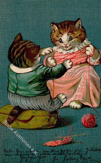 Katze Personifiziert Künstlerkarte 1906 I-II Chat - Katten