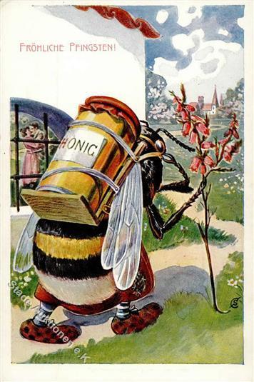 Biene Personifiziert Honig Pfingsten  Künstlerkarte I-II - Andere & Zonder Classificatie