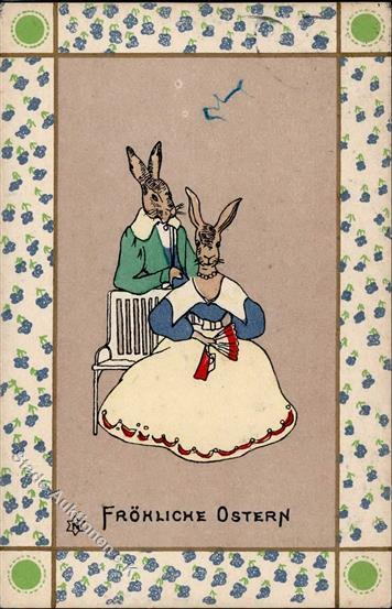 Hase Personifiziert Ostern Künstlerkarte 1913 I-II (fleckig) Paques - Andere & Zonder Classificatie