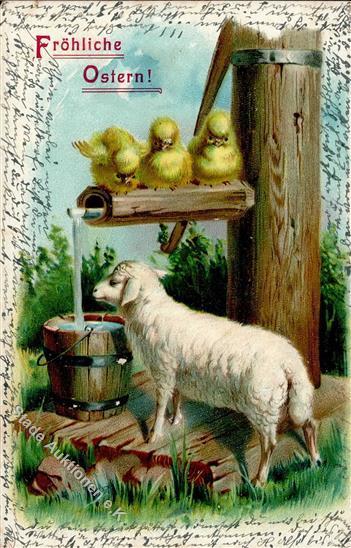 Huhn Schaf Ostern  Prägedruck 1907 I-II Paques - Andere & Zonder Classificatie