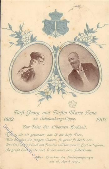 ADEL - SCHAUMBURG-LIPPE - Fürsten Silberhochzeit 1907 I-II - Familles Royales