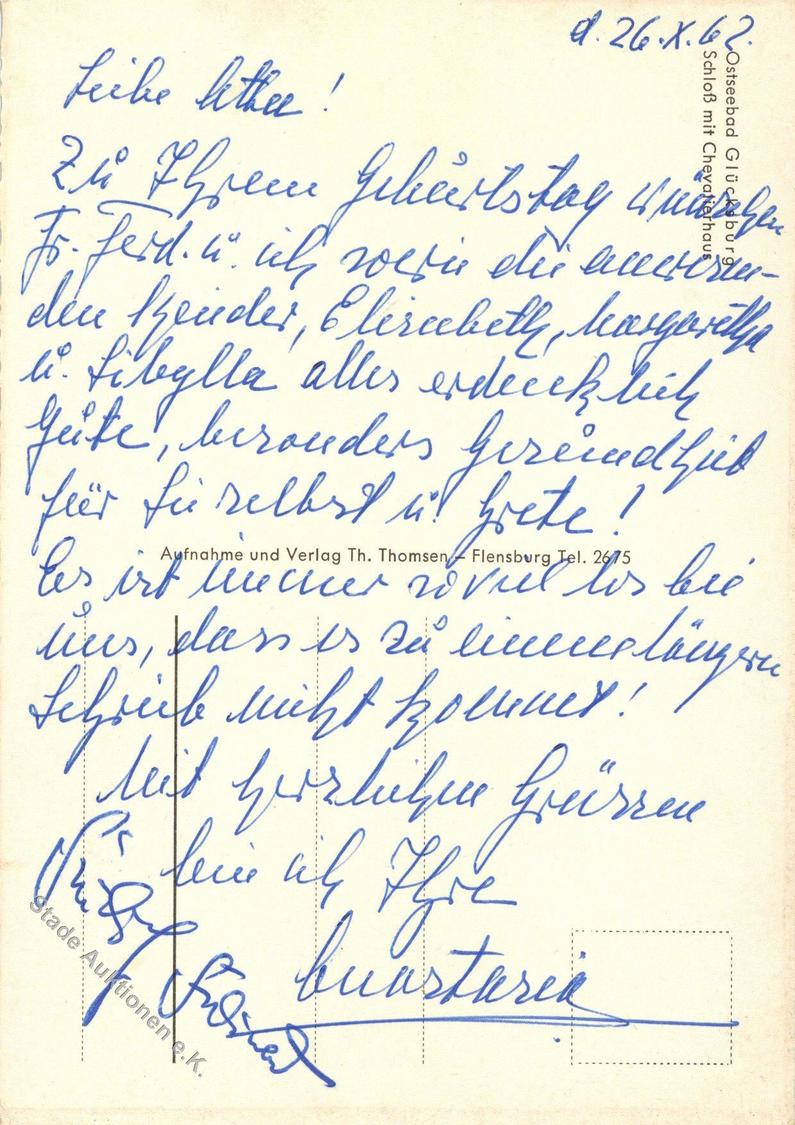 Adel Friedrich Ferdinand Prinz Zu Schleswig-Holstein Sonderburg-Glücksburg Autograph Lot Mit 2 Ansichtskarten I-II - Koninklijke Families