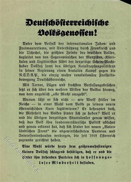 Politik Österreich Flugblatt 15 X 11 Cm Anti Dollfuß I-II - Evenementen