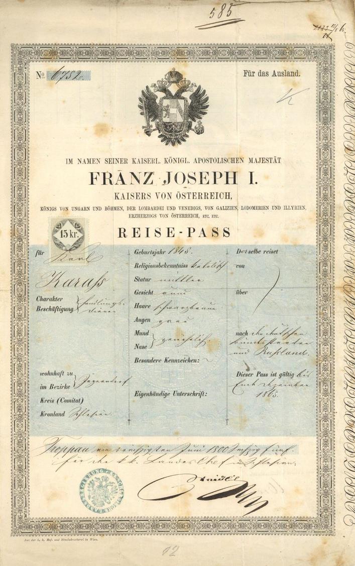 Militär Reise - Pass Für Russlandreise Gültig Bis 1865 II (altersbedingete Gebrauchsspuren) - Andere & Zonder Classificatie