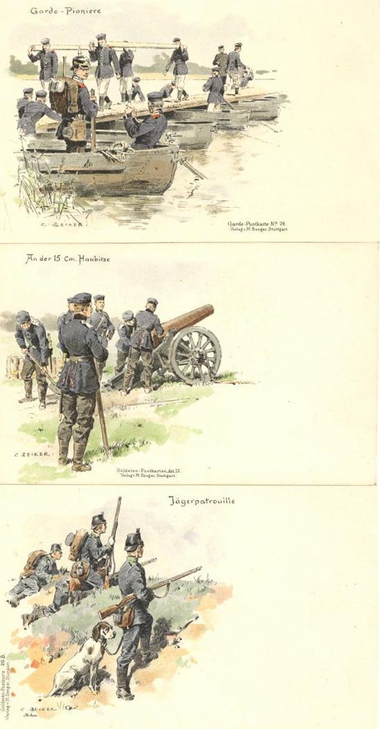 WK I 7'er Set Sign. Becker, C. Künstler-Karten I-II - Oorlog 1914-18