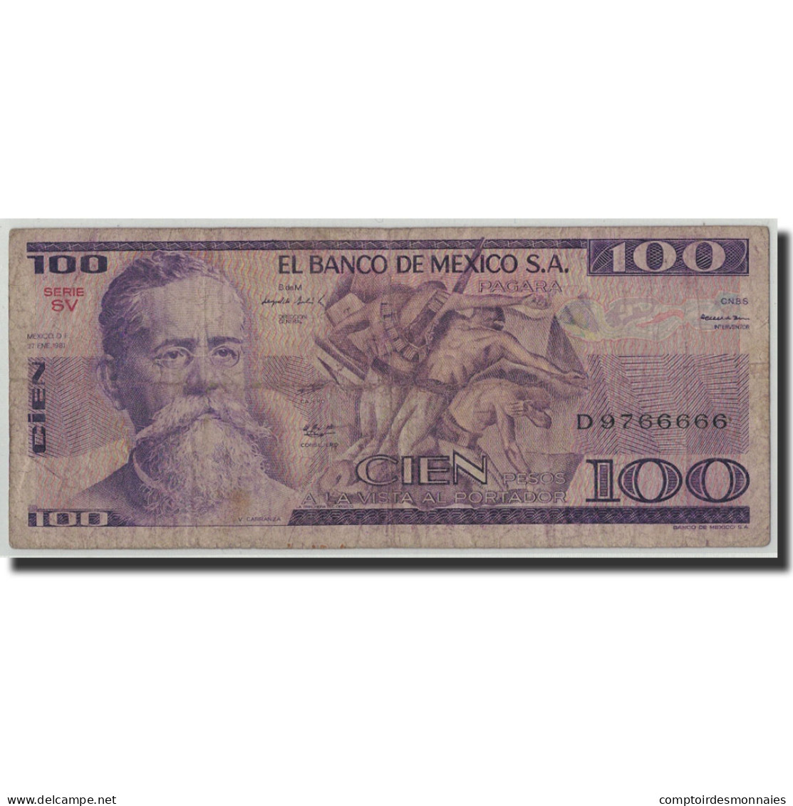 Billet, Mexique, 100 Pesos, 1981, 1981-01-27, KM:74a, B - México