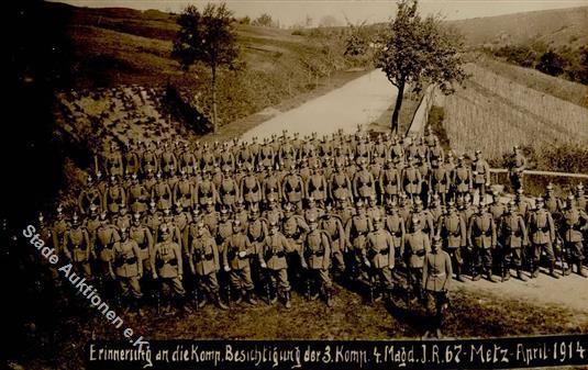 WK I Komp. Besichtigung 3. Komp. 4. Magd. Ing. Regt. 67 Metz 1914 Foto-Karte I-II - Oorlog 1914-18