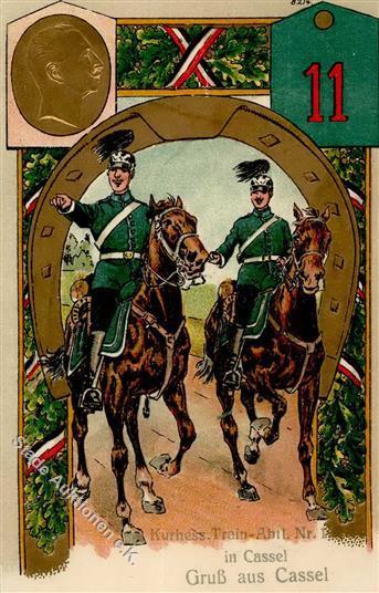 Regiment Kurhess. Train Abtl. Nr. 11 Kassel 1916 Präge-Karte I-II - Regimenten