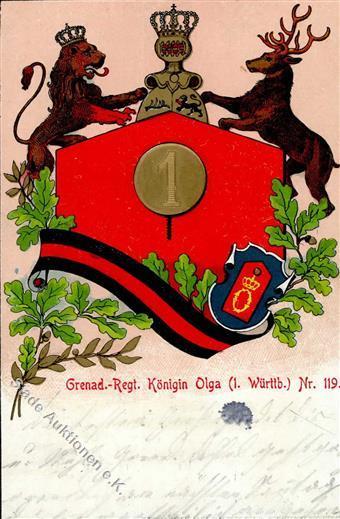 Regiment Nr. 1 Grenad. Regt. Königin Olga 1. Württb. Nr. 119 1906 II (beschnitten, Fleckig) - Regimenten