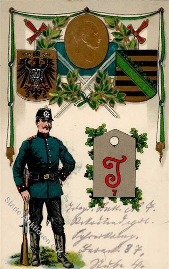 Regiment Nr. 7  Prägedruck 1915 I-II - Regimenten