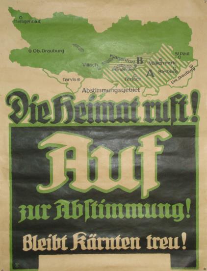 Zwischenkriegszeit 1920 Plakat Ca. 52 X 68 Cm Die Heimat Ruft! Auf Zur Abstimmung! Bleibt Kärnten Treu! I-II (fleckig) - Andere & Zonder Classificatie