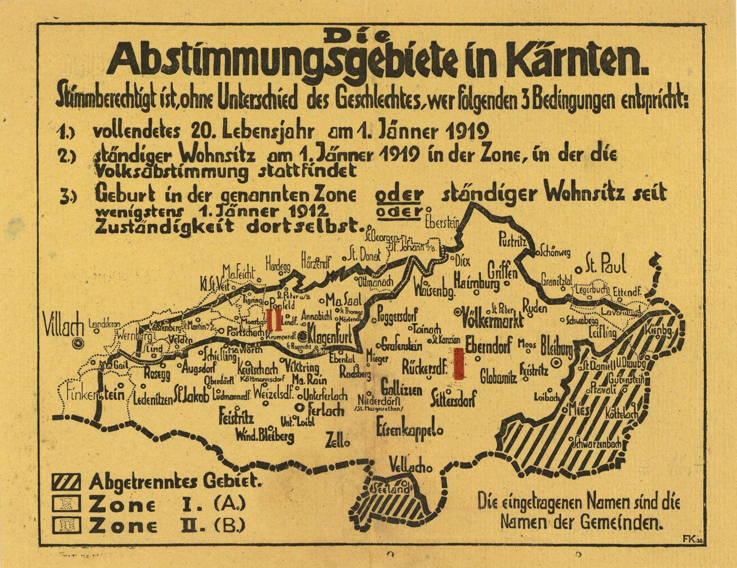 Zwischenkriegszeit Abstimmungskarte Kärnten Österreich I-II - Andere & Zonder Classificatie
