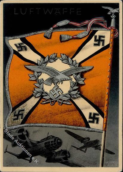 Fahne / Standarte WK II Sig. Klein, G. Luftwaffe WK II  Künstlerkarte I-II - Guerra 1939-45