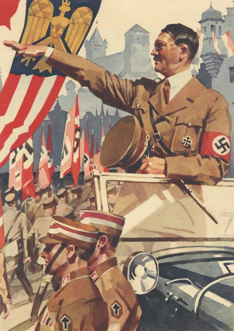 Propaganda WK II Hitler Schmucktelegramm Sign. Hohlwein, Ludwig I-II - Oorlog 1939-45