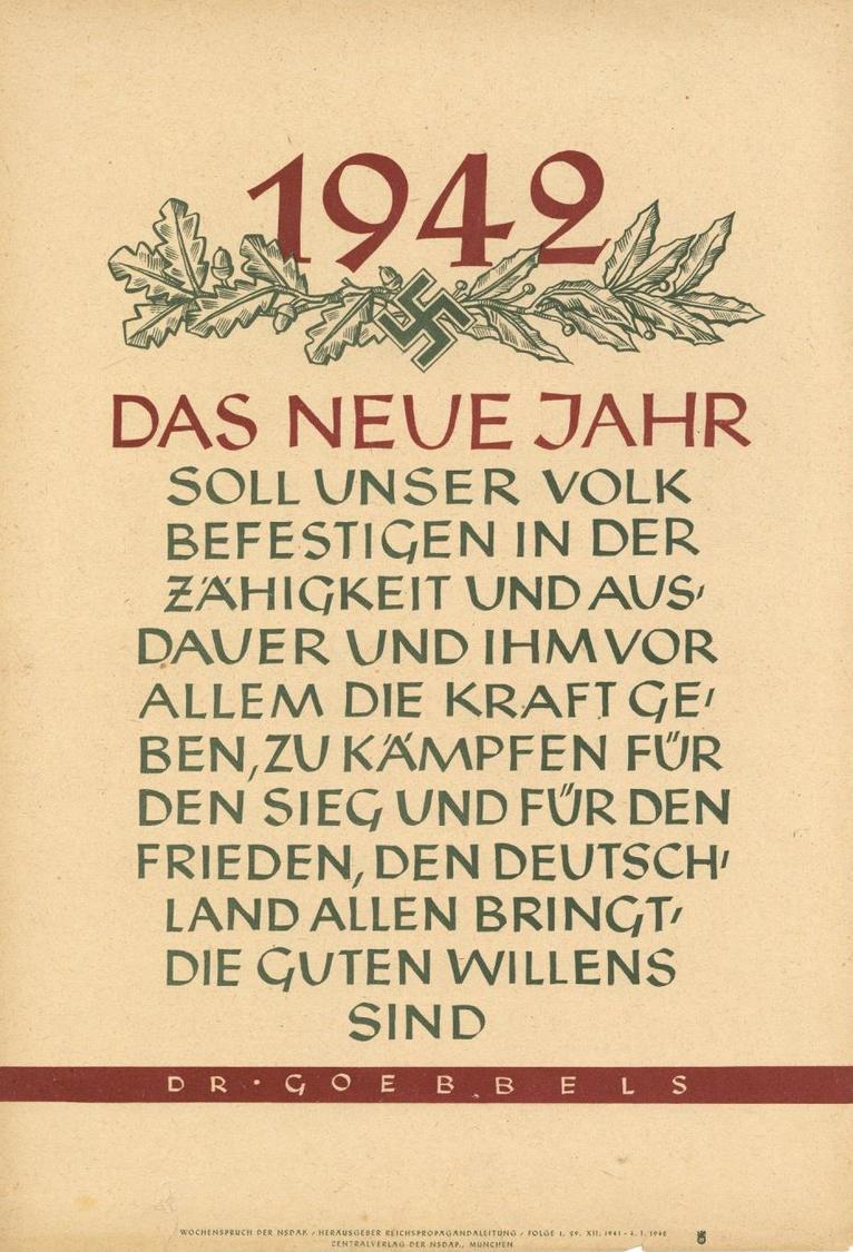 Propaganda WK II Plakat 24 X 36 Cm Wochenspruch Der NSDAP II (kleine Einrisse) - Oorlog 1939-45