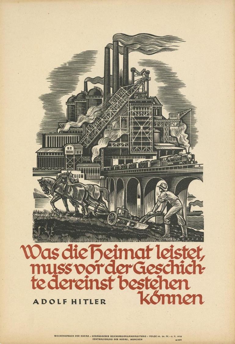 Propaganda WK II Plakat 24 X 36 Cm Wochenspruch Der NSDAP Sign. Knabe I-II (fleckig) - Oorlog 1939-45