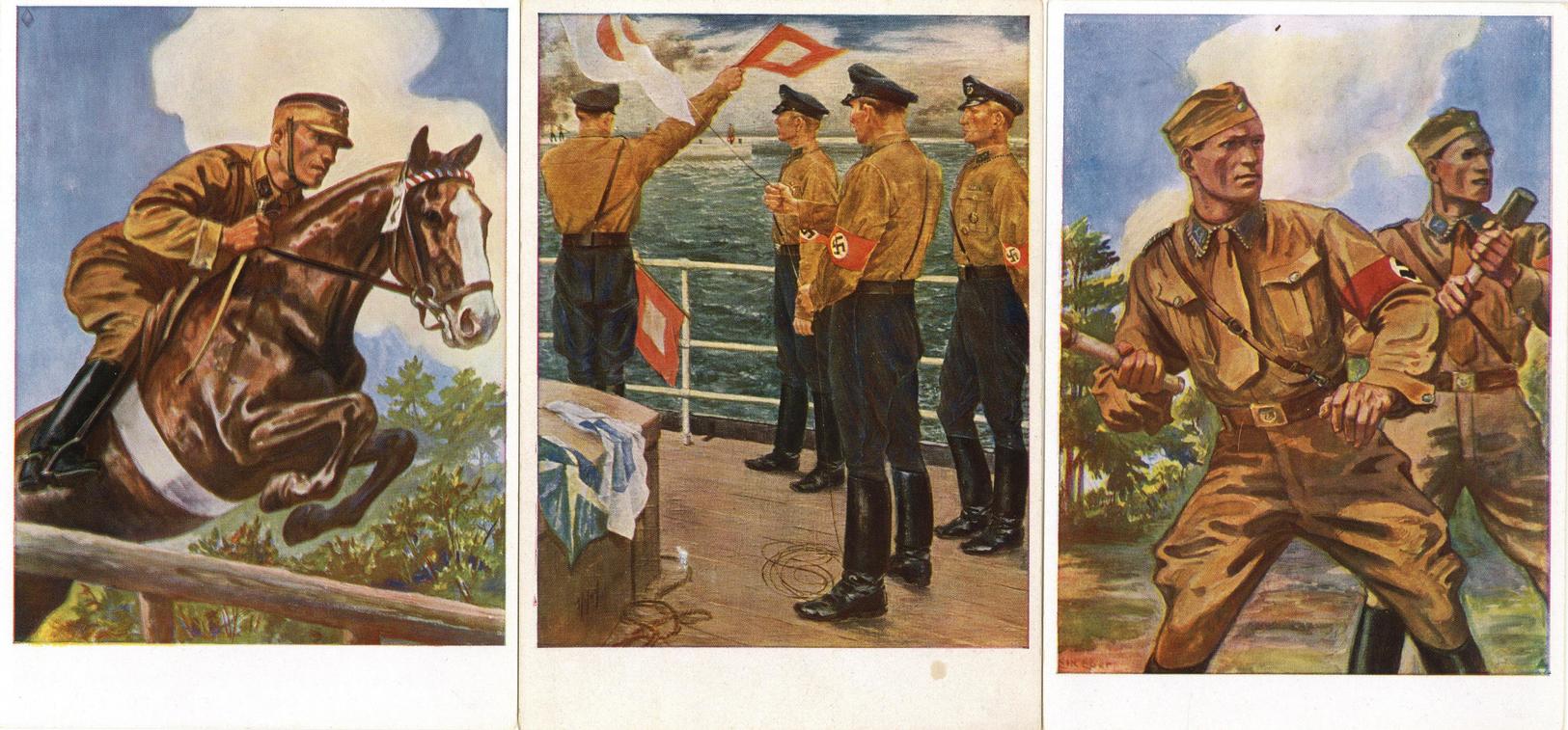 Propaganda WK II SA Reichswettkämpfe Lot Mit 6 Künstler-Karten Und Orign. Umschlag I-II - Oorlog 1939-45