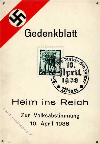 Propaganda WK II WK II Gedenkblatt Heim Ins Reich  KEINE AK I-II - Oorlog 1939-45