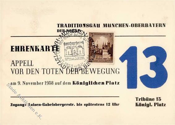 Propaganda WK II WK II Traditionsgau München Ehrenkarte Appell Vor Den Toten Der Bewegung I- - Oorlog 1939-45
