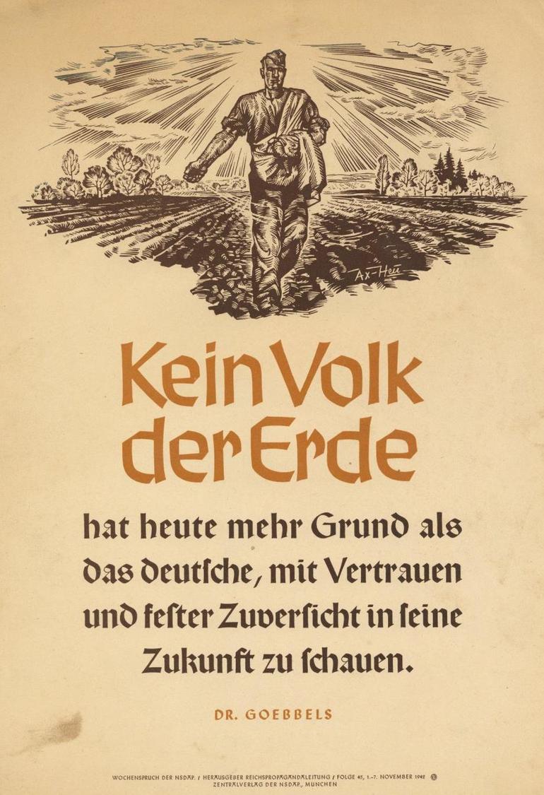 Propaganda WK II Wochenspruch Der NSDAP Plakat 24 X 34,5 Sign. Axter-Heudtlaß I-II (fleckig) - Oorlog 1939-45