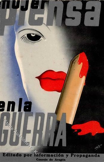 SPANISCHER BÜRGERKRIEG - Seltene Propaganda-Künstlerkarte I-II - Oorlog 1939-45