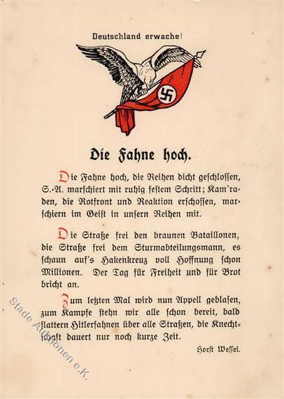 HORST WESSEL LIED WK II - Die Fahne Hoch I-II - Oorlog 1939-45