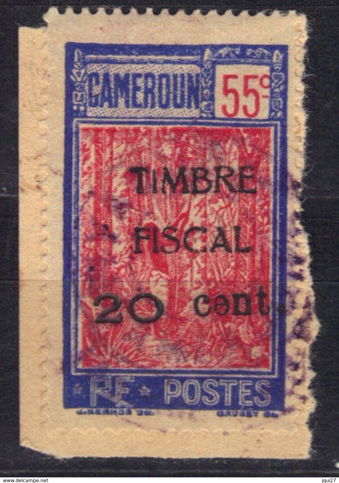 Cameroun N° 139 Surchargé Timbre Fiscal 20 Cent. Sur Fragment - Sonstige & Ohne Zuordnung