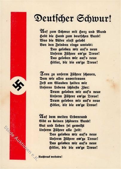 NS-LIEDKARTE WK II - Deutscher Schwur! I-II - Oorlog 1939-45