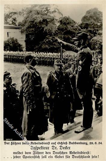 Hitler Beim RAD Schloß Buddenburg Mit Inspekteur Dr. Decker Foto-Karte I-II - Oorlog 1939-45